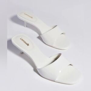 Larroudé Greta mule in white patent leather